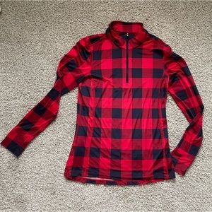 Lands End Plaid Quarter Zip Pullover